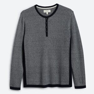 HAWKER RYE Joey Birdseye‎ Henley Sweater in Navy Size Medium